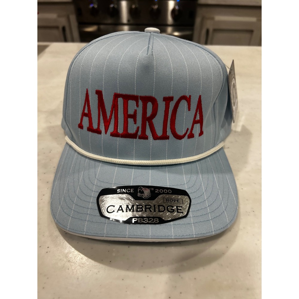 Cambridge Pit Bull America Snapback Hat Blue Pinstripe Rope Trucker Cap NEW